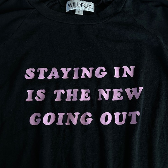 RARE Wildfox Staying In Fiona Crew Neck Sweatshirt Black Size M - Picture 7 of 9